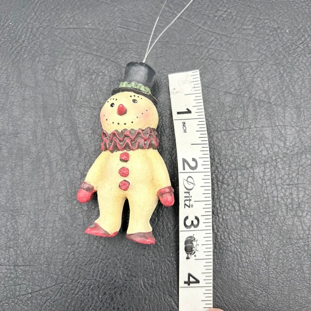 9pc Vintage Style Resin Snowman Gingerbread Christmas Ornaments Folk Art Set